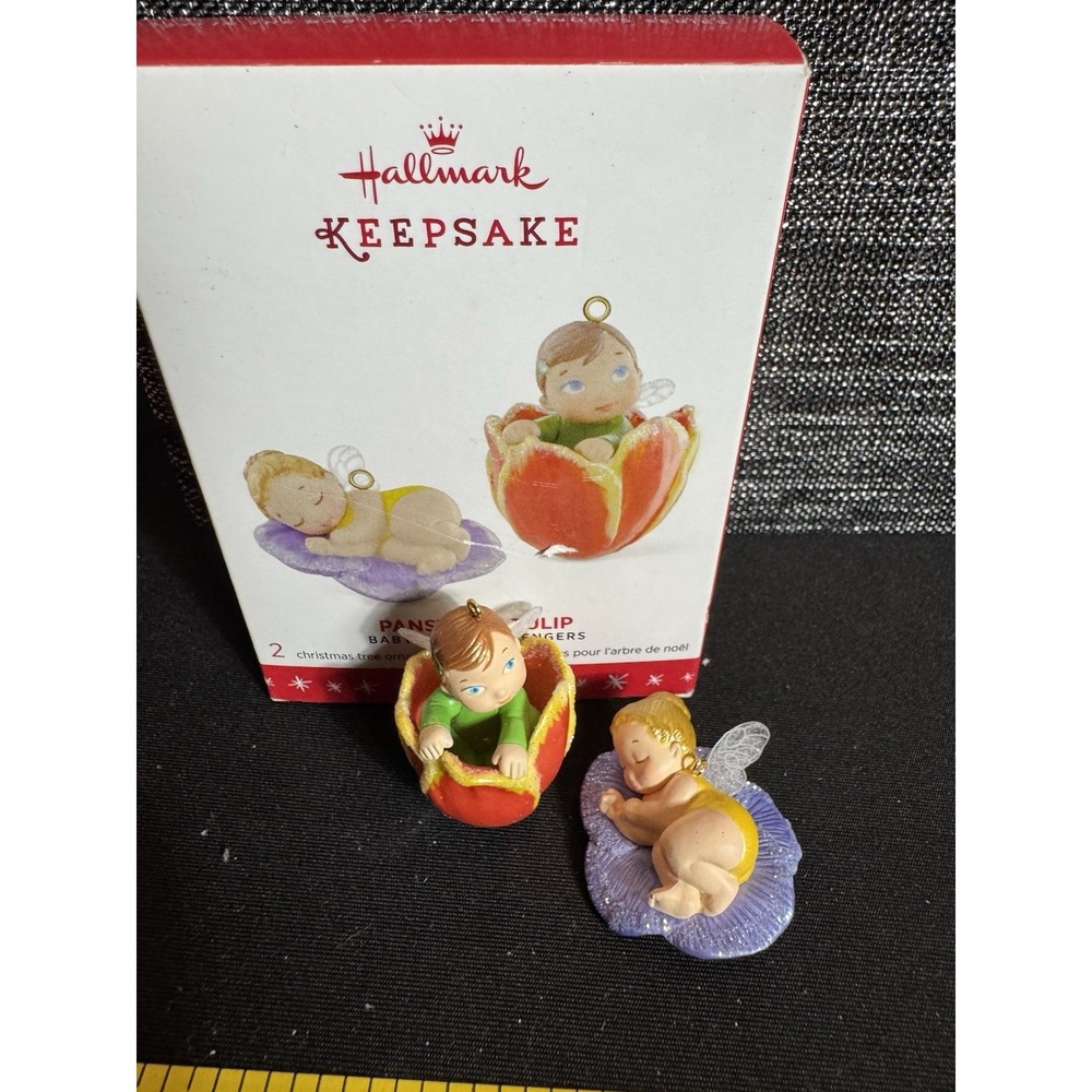 Hallmark Miniature Ornaments Baby Fairy Messengers #2 2016 Pansy and Tulip NIB